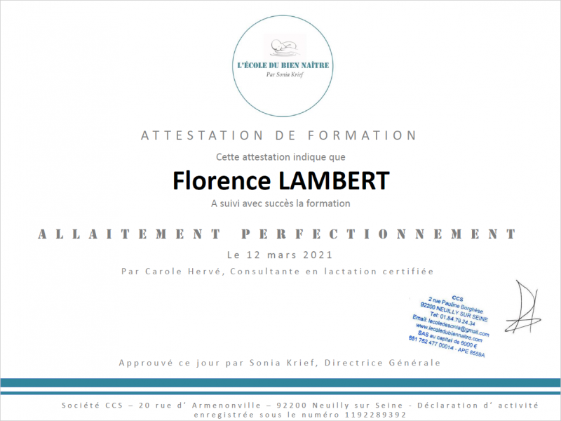 Attestation allaitement perf